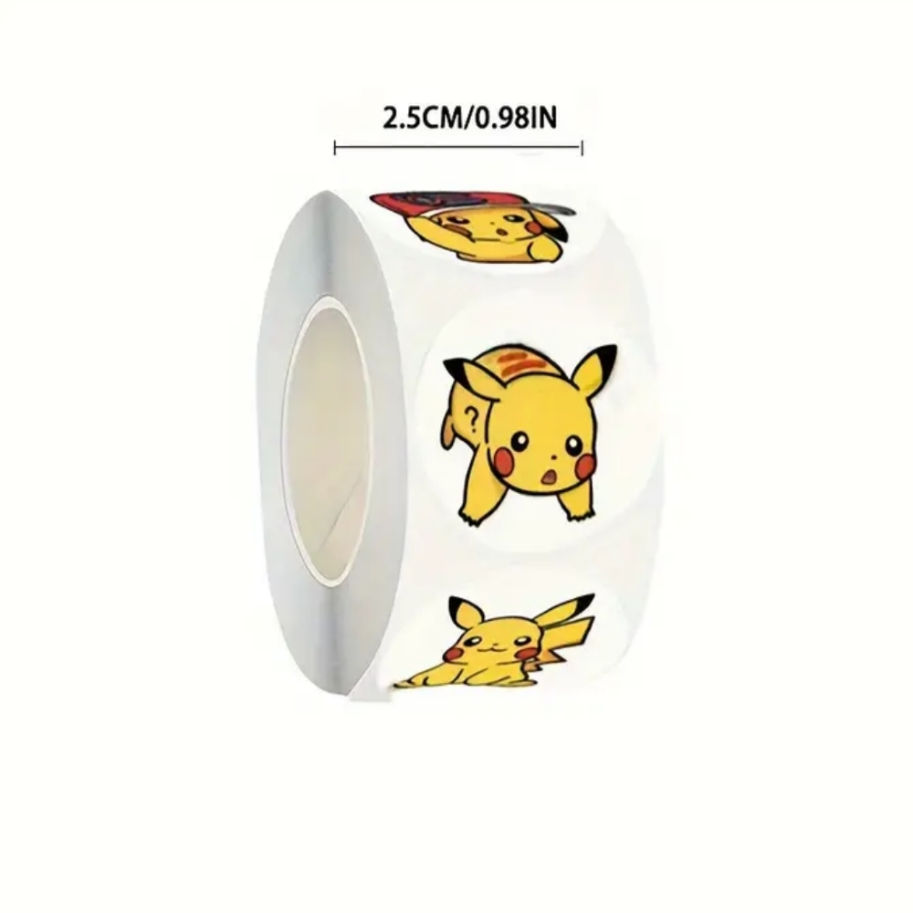 500pcs/roll Pokemon Pikachu Cartoon Sticker Cute Sticker #New - Picture 2 of 4